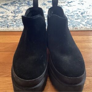 UGG Black Suede Platform Chelsea Winter Boots